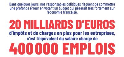 Hausses d'impôts ou créations d'emplois, il faut choisir !