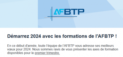 AFBTP - Les formations proposées pour le 1er trimestre 2024
