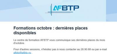 AFBTP - Les dernières places des formations du mois d'octobre